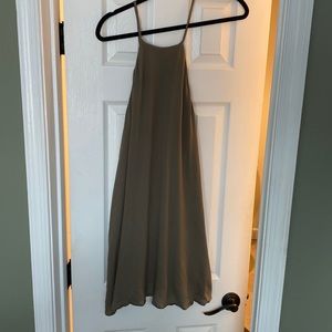 High neck, open back army green dress